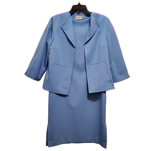 Kasper Powder Blue Sleeveless Dress & Jacket Set Size 6 - Picture 1 of 14